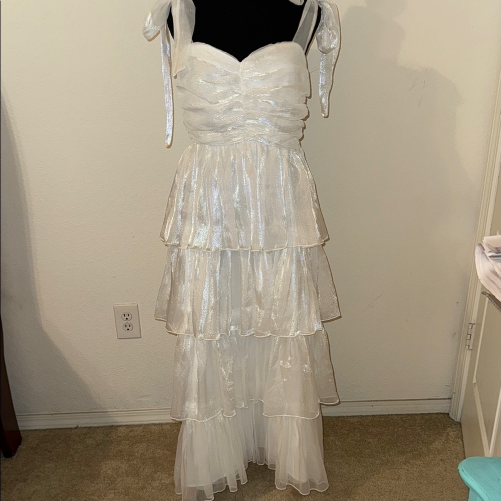 Elegant White Tiered Dress